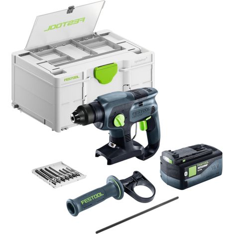 Kit de base Festool KHC-S 18 : marteau combiné sans fil 18 V, 1,7 J, SDS plus + 1 batterie 5,0 Ah + Systainer - sans chargeur (1/5)