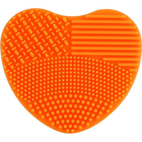 Tapis de nettoyage pour pinceaux maquillage en silicone, orange, nettoyant beauté, planche à frotter, lavage facile (1/3)