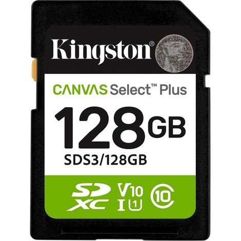 Kingston - kingston technology 128gb sdxc canvas select plus gen3 150mb/s c10 uhs-i u1 v10 - sds3128gb - 0740617348286