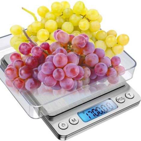 Digital kitchen scale/letter scale, with two bowls, maximum weighing capacity 2 kg, accuracy 0.1 g. - AquaForge (1/5)