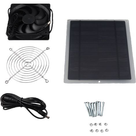 Kit de ventilateur solaire mural 10W résistant aux intempéries pour petits poulaillers, serres et abris de jardin. (1/4)