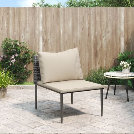 Teenpull – Garten-Mittelsofa mit Kissen Grau Poly Rattan (1/5)