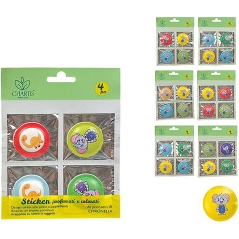 TRADE SHOP - Set 24pz Da 4 Sticker Cerotti Colorati Antizanzare Profumati Citronella Animali 692615a - (1/2)