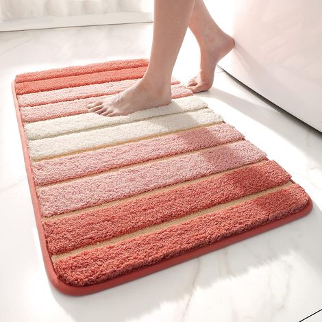 Rutschfeste Badematte, extra weich, maschinenwaschbar, saugfähig, 40 x 60 cm, rosa (1/5)