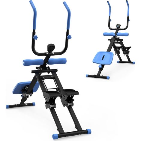 Stepper plegable 2 en 1 con entrenador abdominal, negro y azul DESVIAE