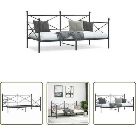 Schlafsofa -  Tagesbett ohne Matratze Schwarz 100x190 cm Stahl