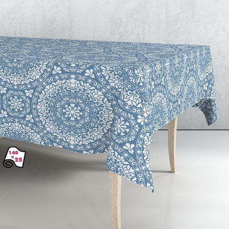 Mandala-Tischdecke, Wachstuchrolle, Blau, 140 cm x 25 m, Exma