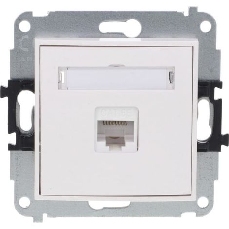 Mini prise murale simple pour ordinateur 1xRJ45 cat. 5e 8 broches blanche MGK-1