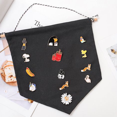 Lot de 3 présentoirs muraux vierges pour badges et broches, décoration intérieure, noir, taille S (1/5)