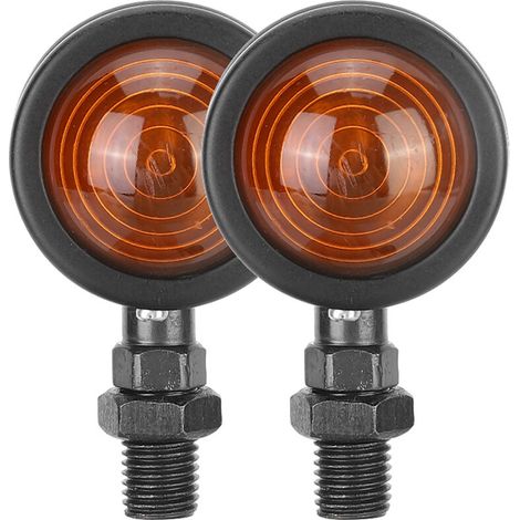 Accesorios para motocicletas: Intermitentes negros y amarillos para motocicletas (se venden en pares) -Crezuo