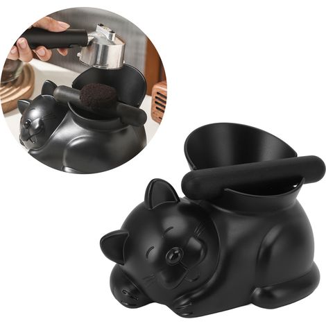 Niedlicher, katzenförmiger Kaffeesatzbehälter, Kaffeespezialität mit Katzenmotiv, Kaffeesatzbehälter für halbautomatische Espressomaschinen. (1/5)