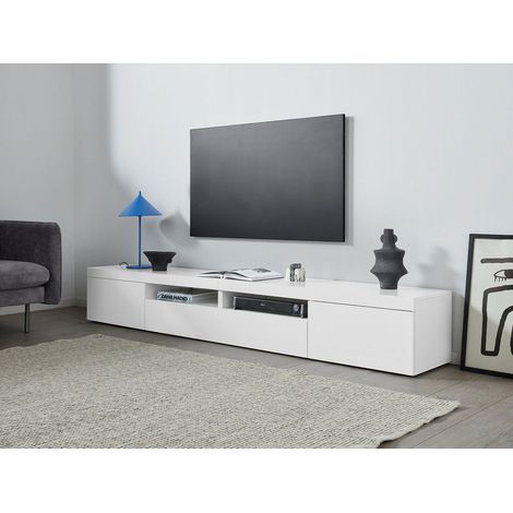 Mobile Tv 3 Ante e Ripiano a Giorno 240x40x35 cm Essential 2A 1R Bianco Lucido (1/5)