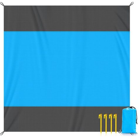 1 x wasser und sandabweisende Strandmatte große tragbare Strandmatte und Campingmatte geeignet für Strand Camping Picknicks und Reisen 200 x 210 Blau (1/5)