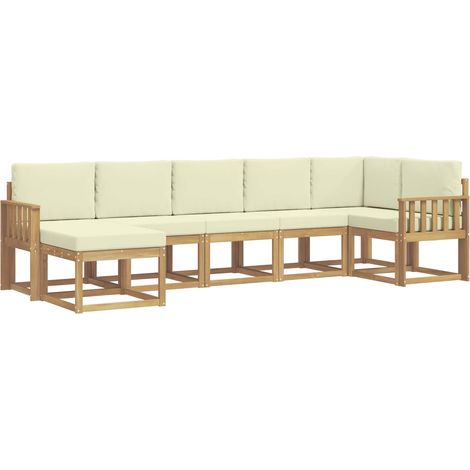 Outdoor-Sofagarnitur 7 stk. 7-Sitzer Weiß und Creme Polyester vidaXL (1/5)
