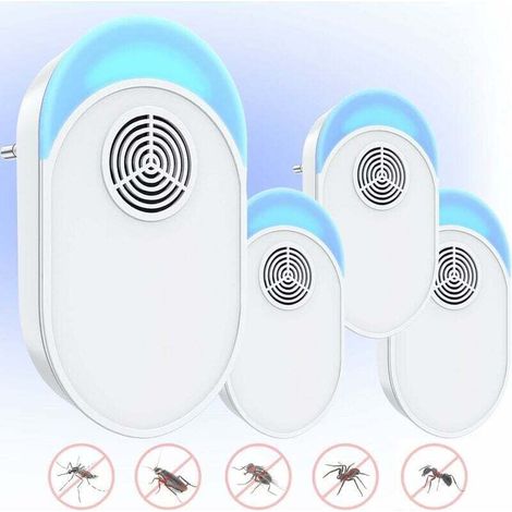 Ultrasonic Mosquito Repellent Plug-in, Ultrasonic Mouse and Fly Repellent 4-Pack, Effective Mouse Repellent Device to Repel Rats, Spiders, Mosquitoes, Mice, and Cockroaches, White MINKUROW (1/4)