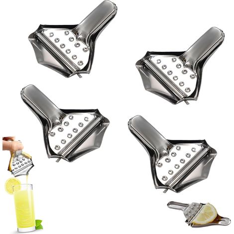 Lot de 4 Inox Presse Citron Manuel Presse Tranche Citron Manuel Lemon Squeezer Presse Agrumes à Levier Manuels de Cuisine pour PastèQue Citron PêChe (1/5)