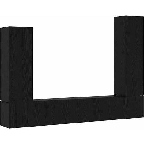 Maison Exclusive - Conjunto de mueble de TV 4 pcs Roble Negro Mad