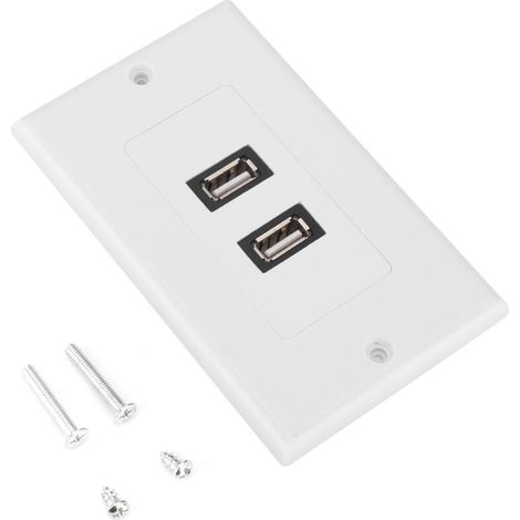 Plaque Murale Double USB 2.0 pour Plaque Murale à Fixation Murale Montage Mural Chargeur Secteur USB avec Prise et Plaque Murale Cove Blanc,A (1/5)