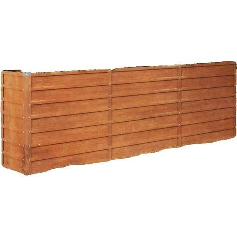 Bac de jardin surélevé, acier Corten, 240 cm de long, 40 cm de large, 77 cm de haut, design rustique (1/5)
