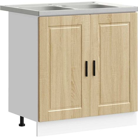 Sink Base Cabinet Porto 2 pcs Brown 80 x 46 x 81.5 cm vidaXL