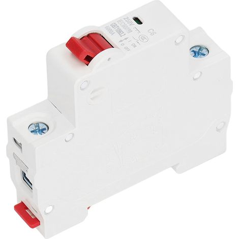 Disjoncteur unipolaire 250V 6A pour rail DIN, capacité de coupure 6000A, protection circuit électrique (1/5)