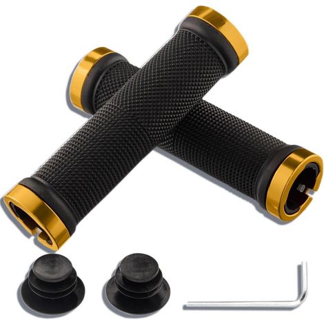 Fahrradgriffe MTB Lenkergriffe rutschfest mit Aluminium Lock Gelb 22,2 mm (1/5)