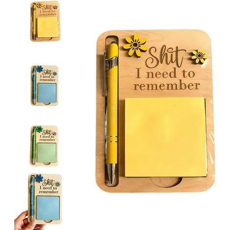 Porte-mémos créatif en bois – Étiquette festive, petit cadeau, porte-stylo de bureau et objet décoratif pour l'école ou le bureau (1/5)