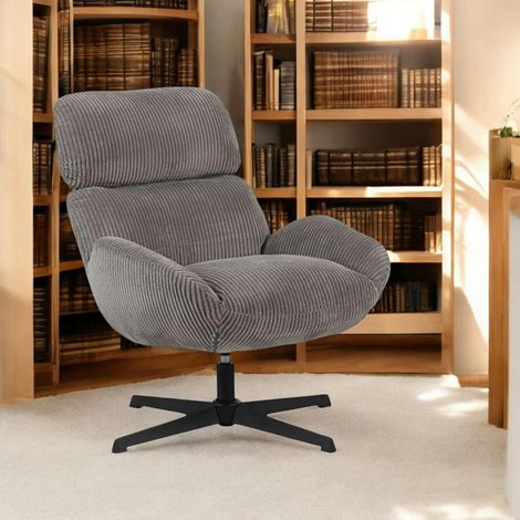 Fauteuil de salon rotatif tissu côtelé gris IENA (1/3)