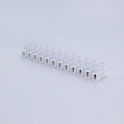 Barrette 12 plots section 6mm² coloris blanc, module de liaison, dominos 450 V (1/4)