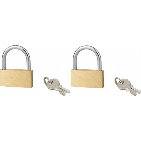 Lot de 2 cadenas BASIC à clé, base 40 mm, anse acier, s'entrouvrant, 2 clés/cad. - SERRUPRIX