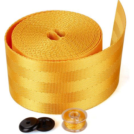 Accessoires de modification automobile : sangles de ceinture de sécurité rétractables de 3,6 m pour voitures et camions - jaune (1/4)