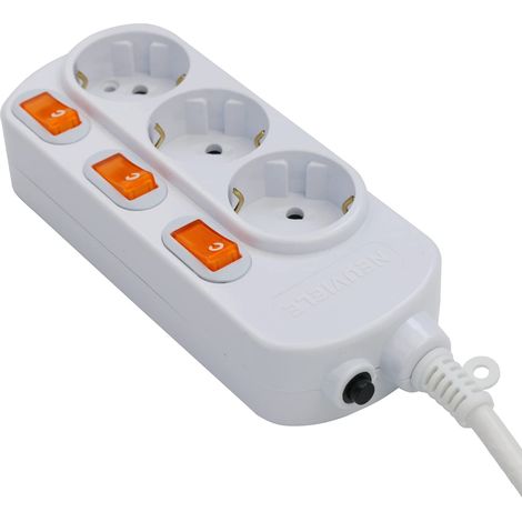 Bloc multiprise commutable avec protection contre les surintensités 16 A 250 V (3 m, 3 compartiments) (1/5)