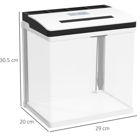 Aquarium LED 13L (avec trous de ventilation, en verre HD et plastique ABS, 29x20x30,5cm) (1/5)