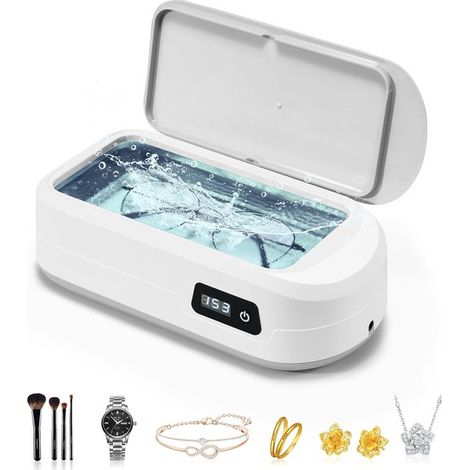 Máquina limpiadora ultrasónica de joyas de 49 kHz para gafas, anillos, aparatos de ortodoncia, correas de reloj, dentaduras postizas y cápsulas dentales. (1/5)