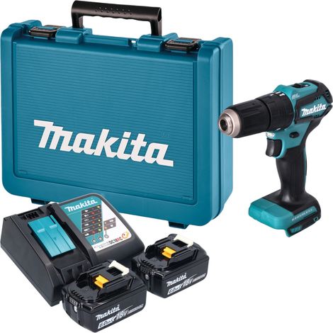 Taladro atornillador de percusión a batería Makita DHP 483 RGE de 18 V y 40 Nm sin escobillas + 2 baterías de 6,0 Ah + cargador + maletín (1/5)