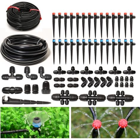 Kit de système d'irrigation goutte à goutte avec tube de 10 m 1,27 cm, tuyau de 60 m et 6,3 cm, équipement d'irrigation automatique, raccords verrouillés, kit d'arrosage à 360 degrés pour serre, (1/5)