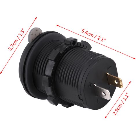 Voltmètre universel pour voitures, camping-cars, motos et bateaux chargeur de voiture USB 2 en 1 (12-24V) pour téléphones portables et voitures (bleu). (1/5)