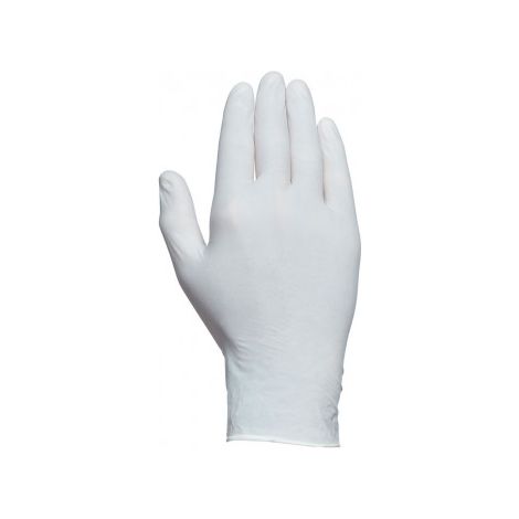 Guante látex, con polvo, desechable, blanco, t-08, caja 100 uds