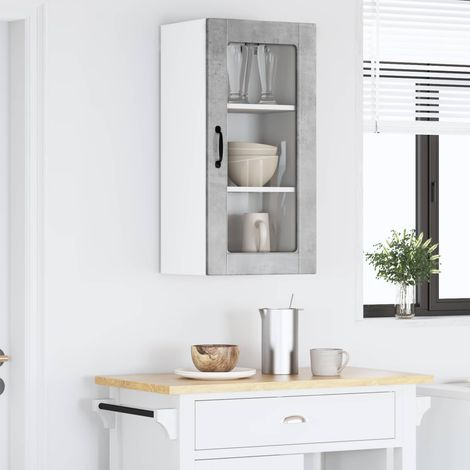 vidaXL Cabinet en verre mural LUCCA Gris béton 40 x 31 x 80 cm (1/5)