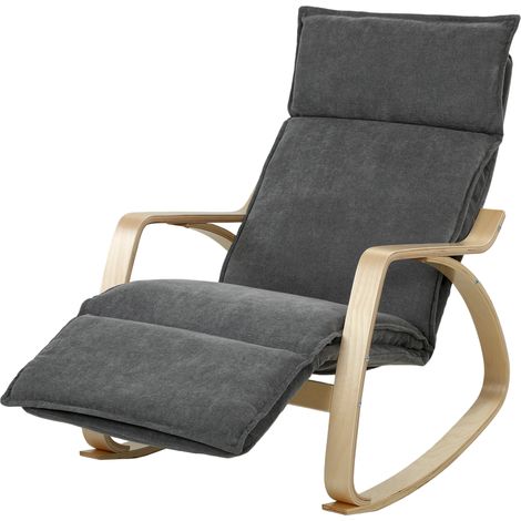 Fauteuil à bascule avec repose-pieds réglable à 5 positions, gris foncé (1/5)