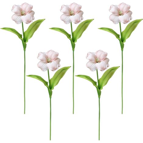 Fünf Tulpen pro Strauß, gebogen. 【Hellchampagner】Set mit 5 offenen künstlichen PU-Tulpen, für Zuhause, Esstische, Hochzeitsfotos usw. (1/3)