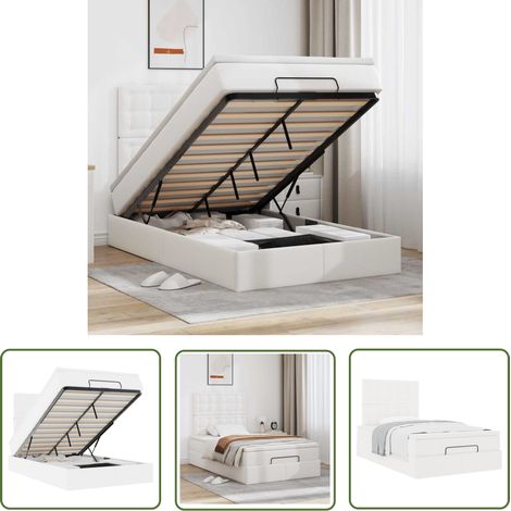vidaXL Ottoman-Bett mit Matratze Weiß 120x200 cm Kunstleder (1/5)