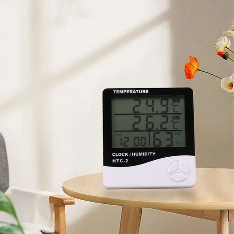 Thermomètre et hygromètre électronique haute précision à grand écran avec réveil (1/5)
