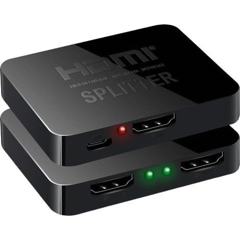 HDMI Splitter 1 in 2 Out - 4K Répartiteur hdmi 1 entrée 2 Sorties pour TV Moniteur Prise en Charge 4K@30Hz 1080P@60Hz 3D 1 Input 2 outputs Idéal pour Bureau à Domicile Jeux présentations (1/5)