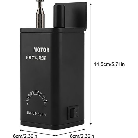 Motor de asador de 5 V CC, aluminio negro, 525 g, con cable USB, 30 x 30 x 36 pulgadas. (1/5)
