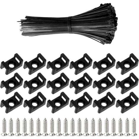 100 Pièces Attaches Cable avec Embase de Serre Cables et Vis, 200 mm Autobloquantes Fixations Électriques Collier de Serrage en Nylon pour Organiser Câbles, Réutilisables et Réglables (1/4)
