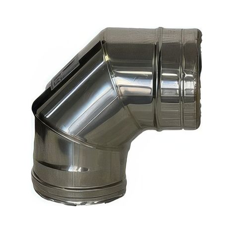 Curva 90° Doppia Parete Inox Ø 10/15 cm a 3 Sezioni con Coibentazione da 25 mm per Canna Fumaria