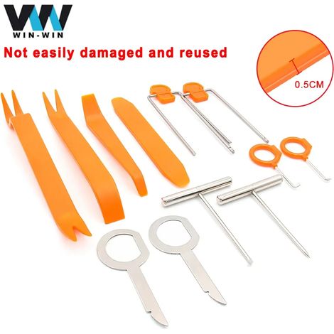 Kit d'outils de démontage automobile (12 pièces) : autoradio, portière, panneau, garniture, tableau de bord, kit de démontage et de remontage (clips de 0,5 cm, kit de leviers, kit de démontage et de r (1/5)