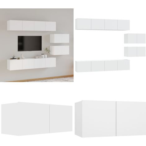 Ensemble de meubles TV 6 pcs Blanc Bois d'ingénierie - ensemble de meubles TV - ensembles de meubles TV - Home & Living (1/5)