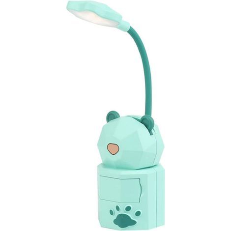 Veilleuse de bande dessinée USB, veilleuse LED rechargeable, forme d'ours vert, veilleuse de lecture pour dortoir d'étudiants